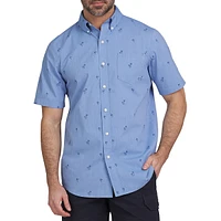 Printed Stretch Easy-Care Short-Sleeve Shirt