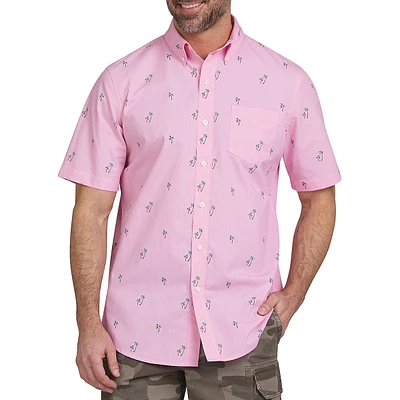 Printed Stretch Easy-Care Short-Sleeve Shirt