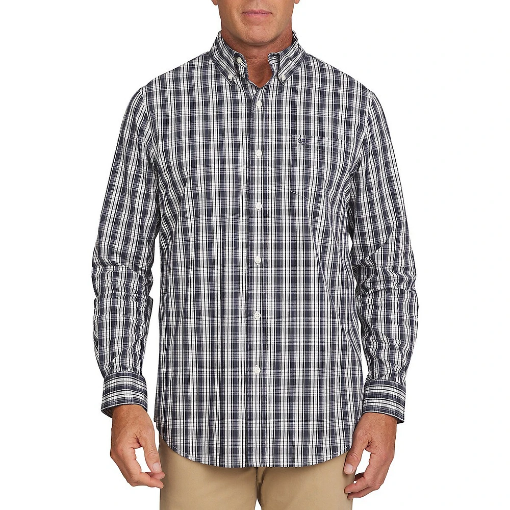 Check Stretch-Woven Button-Down Shirt