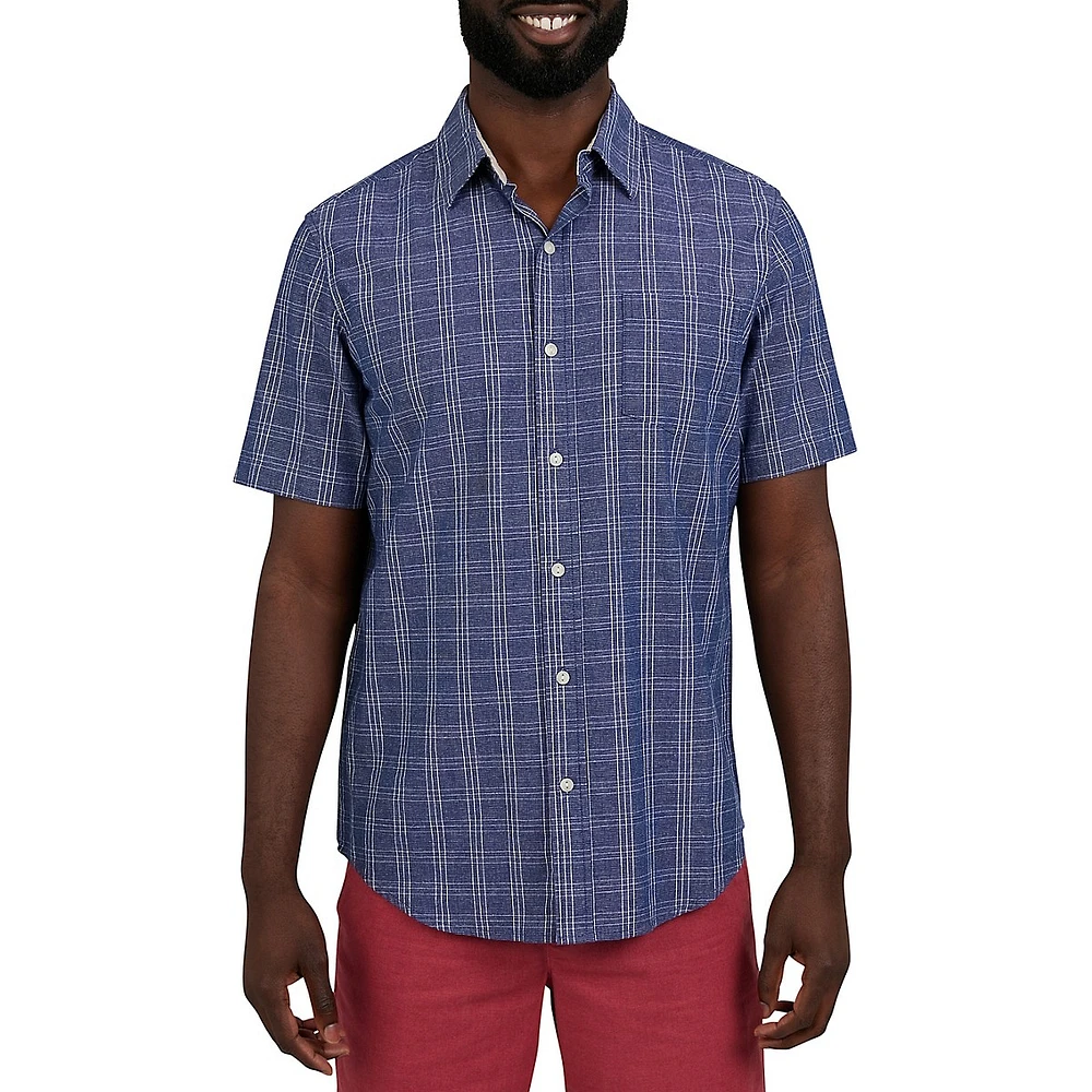 Yarn-Dyed Slub Cotton Short-Sleeve Shirt