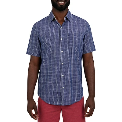 Yarn-Dyed Slub Cotton Short-Sleeve Shirt