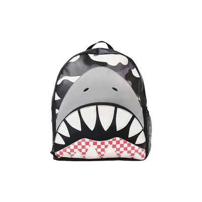 Grand sac à dos à motif camouflage et requins pour enfant
