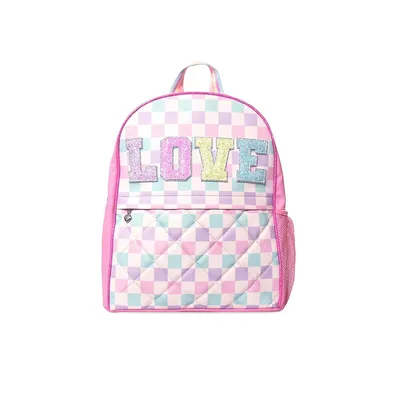 Kid's Love Pastel Checkerboard Large Backpack