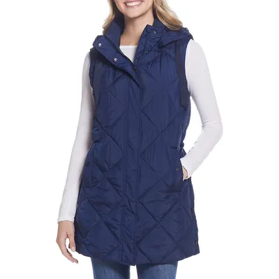 Quilted Hooded Puffer Walker Vest