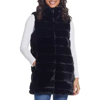 Grooved Faux Fur Vest