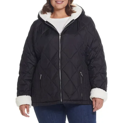 Plus Quilted Faux Shearling-Lined Jacket