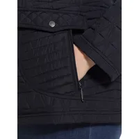 Plus Quilted Detachable-Hood Jacket