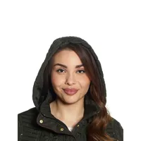 Plus Quilted Detachable-Hood Jacket