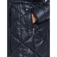 Plus Faux Fur-Trim Hood Quilted Jacket