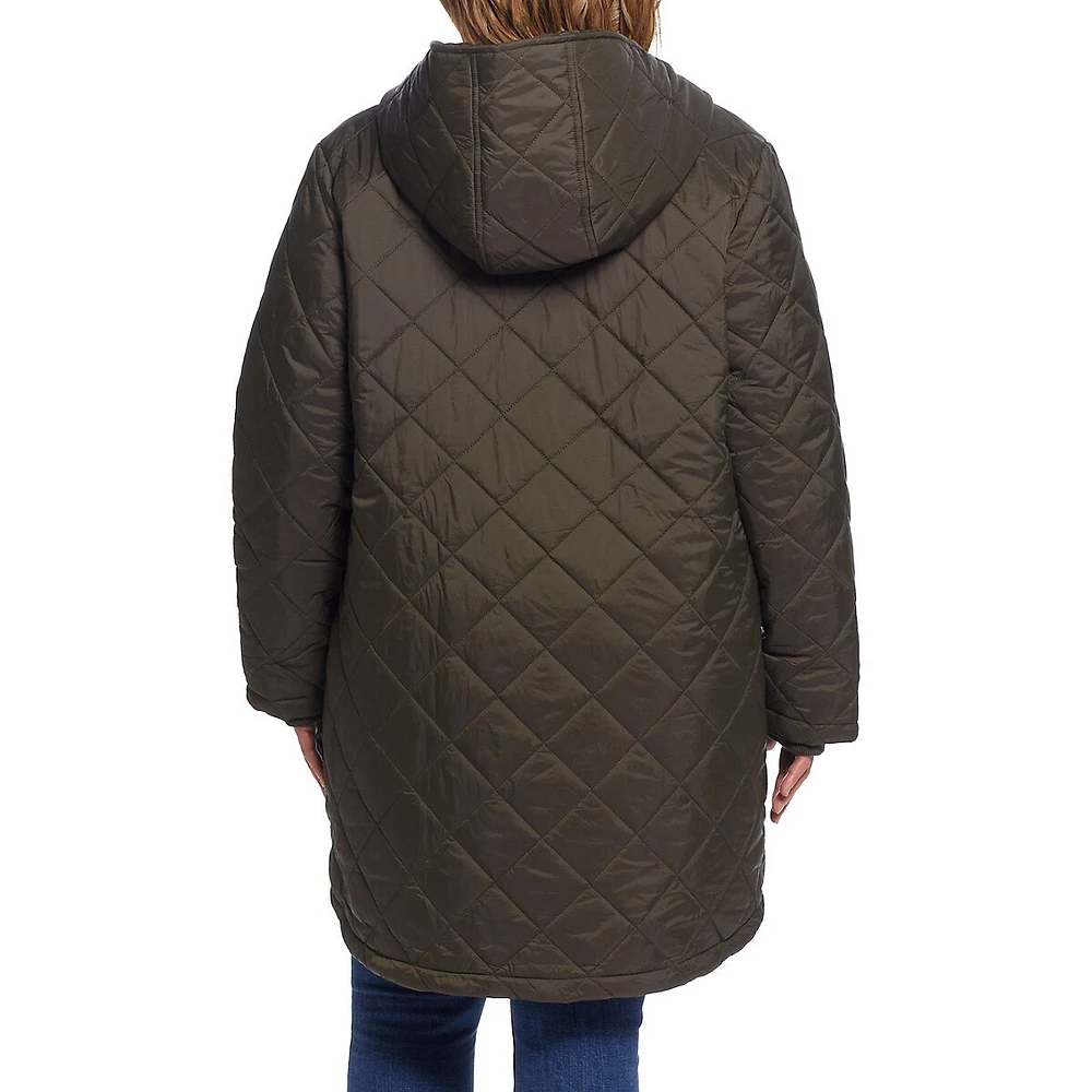 Plus Loose-Fit Quilted Hooded Walker Jacket