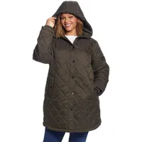 Plus Loose-Fit Quilted Hooded Walker Jacket