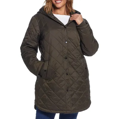 Plus Loose-Fit Quilted Hooded Walker Jacket