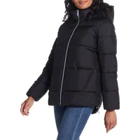 Detachable-Hood Weatherproof Puffer Jacket