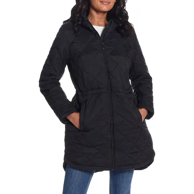 Weatherproof Loose-Fit Hooded Quilted Anorak
