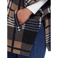 Weatherproof Loose-Fit Plaid Hooded Cape Poncho