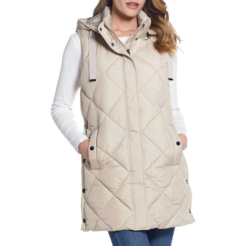 Hooded Longline Quilt Vest