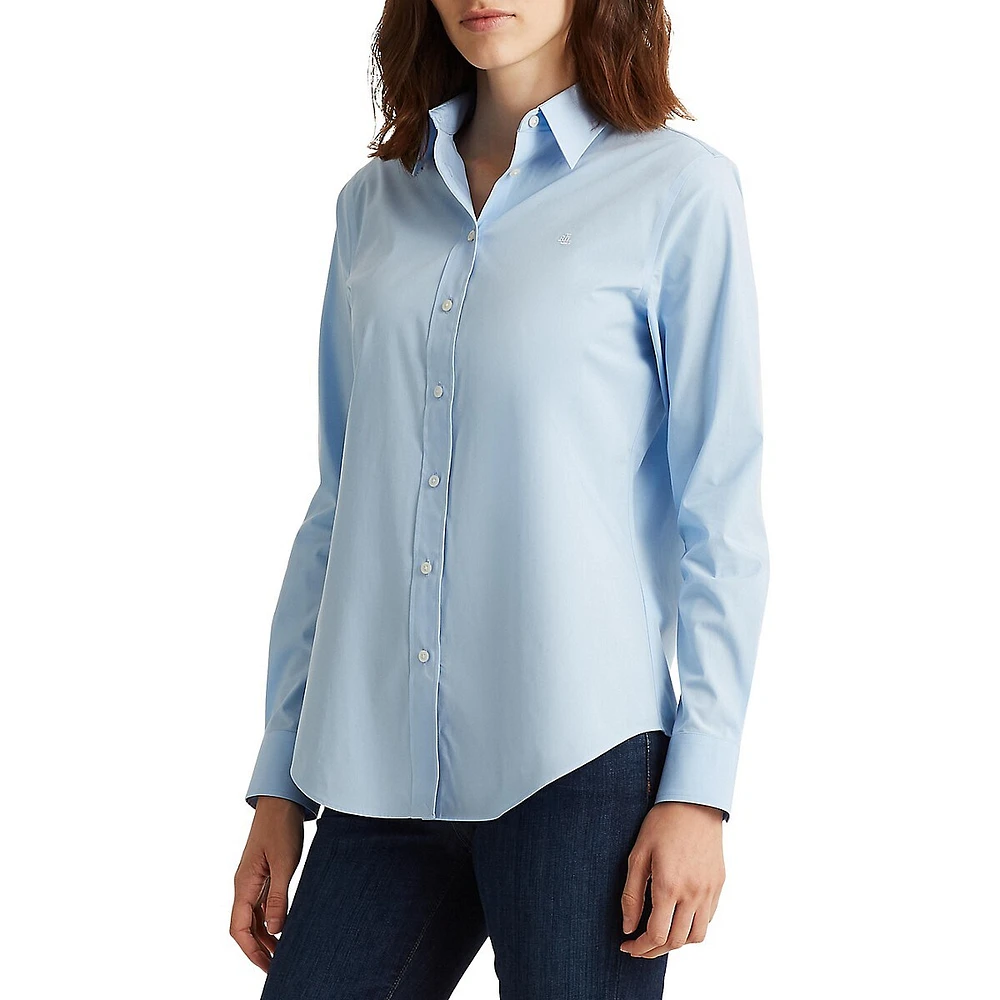 No-Iron Stretch-Cotton Button-Down Shirt