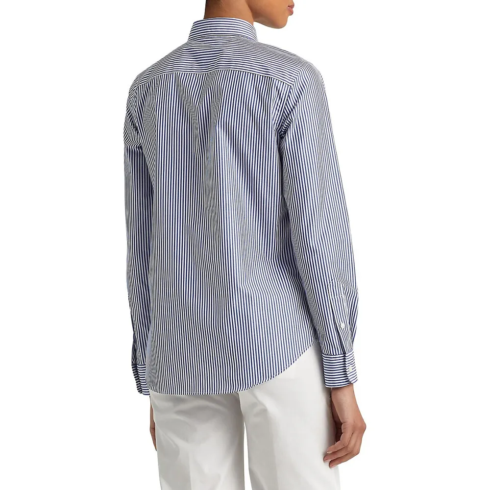 No-Iron Striped Button-Down Shirt