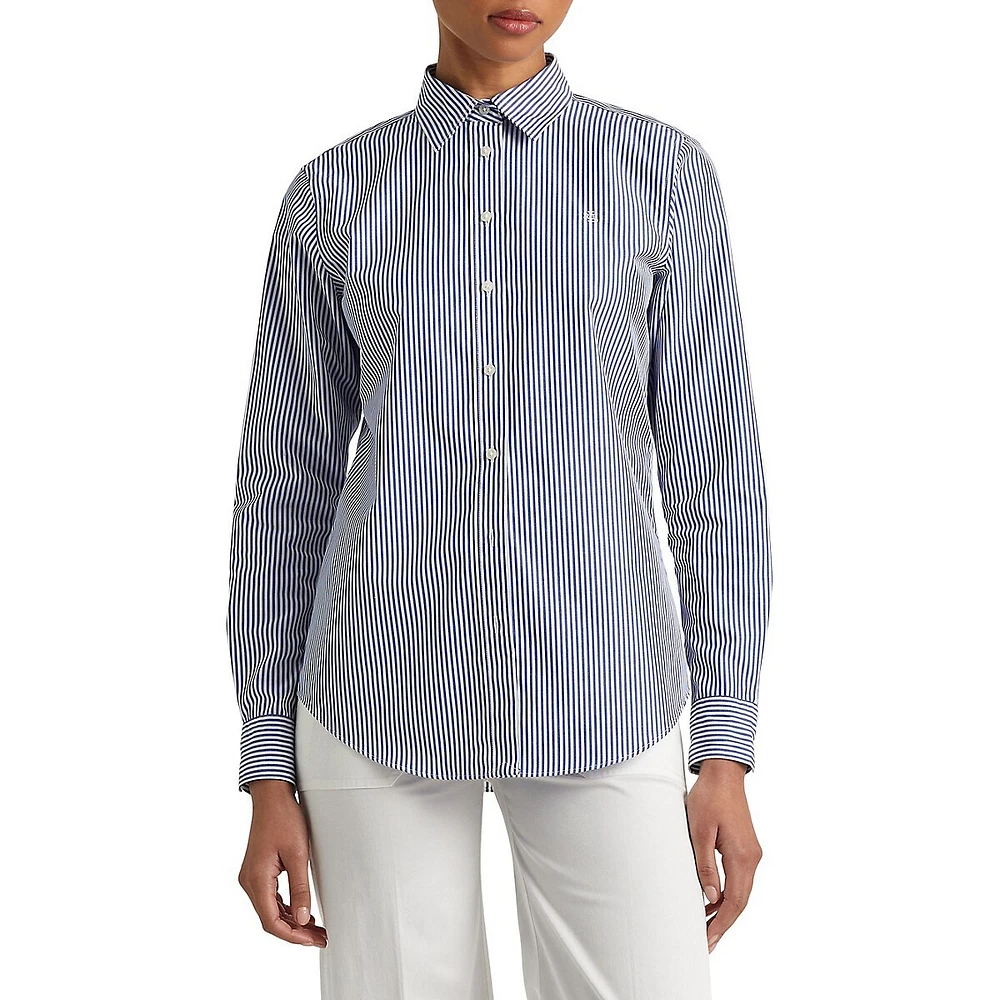 No-Iron Striped Button-Down Shirt