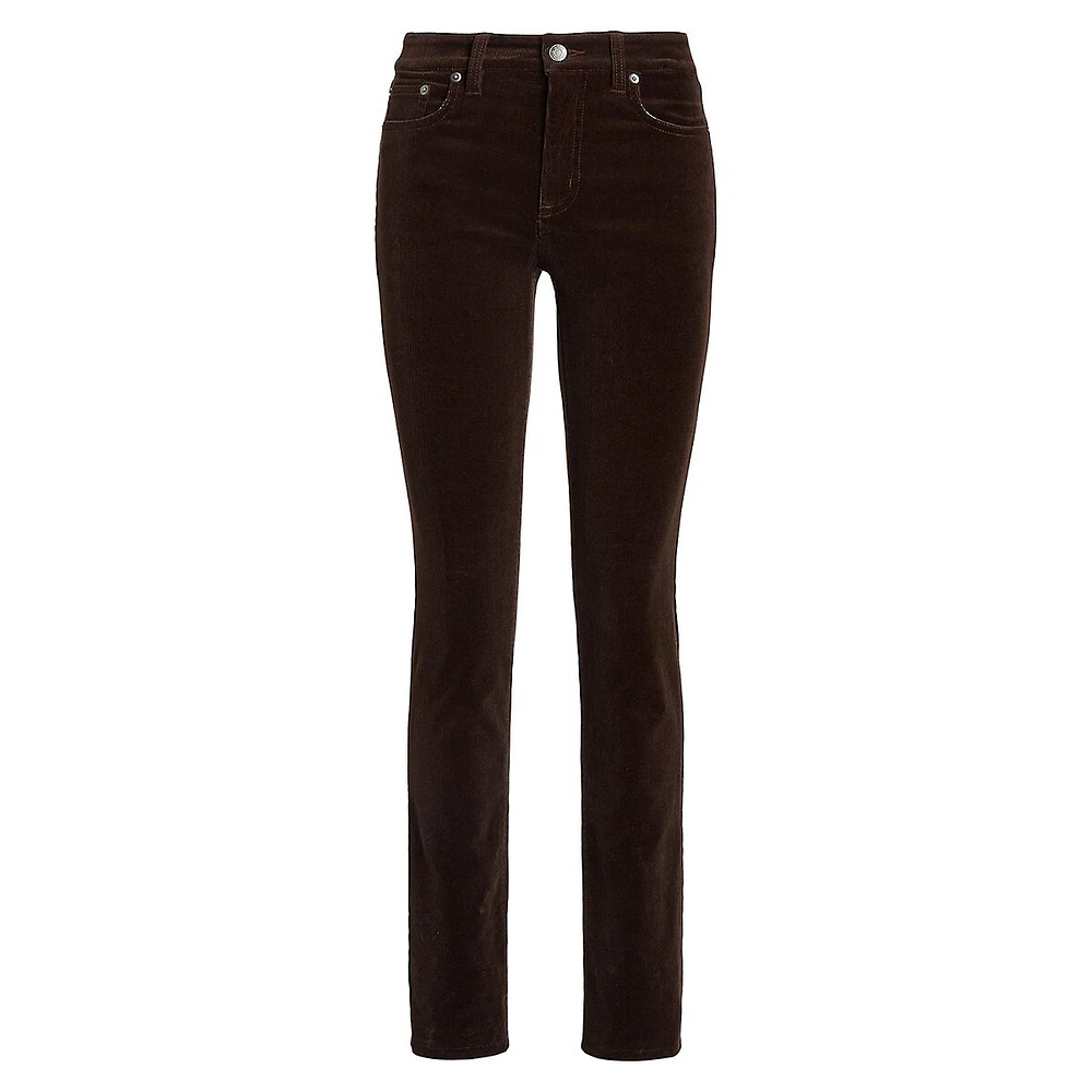 Stretch Corduroy Mid-Rise Straight Pants