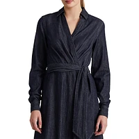 Denim Surplice Midi Dress