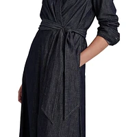 Denim Surplice Midi Dress