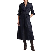 Denim Surplice Midi Dress