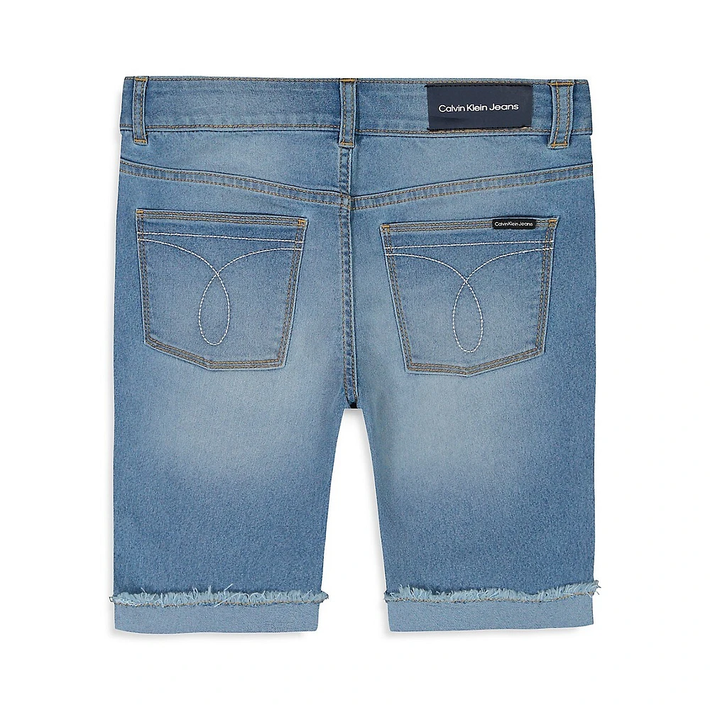 Girl's Cut-Off Denim Bermuda Shorts