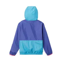 Girl's Outdoor Back Bowl Colourblock Hooded Windbreaker