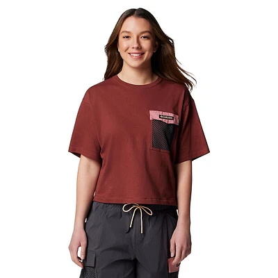 Painted Peak Mesh-Pocket Cropped T-Shirt
