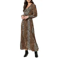 Robe maxi à motif léopard avec jupe plissée Tully