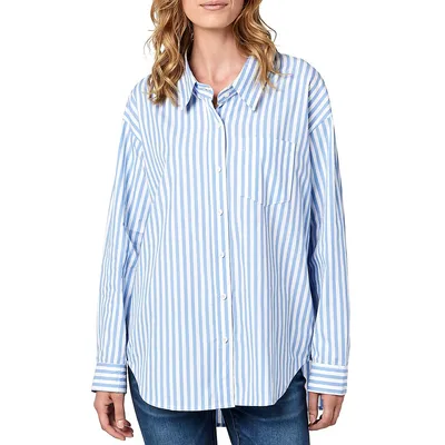 Hayden Candy-Stripe Oversized Boyfriend Shirt
