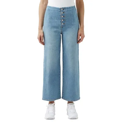 Adela High-Rise Wide-Leg Cropped Jeans