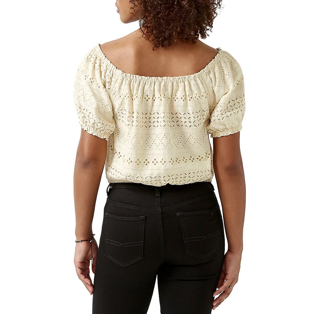 Fig Embroidered Off-Shoulder Blouse
