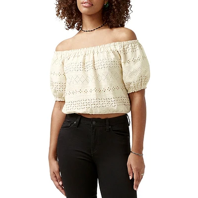 Fig Embroidered Off-Shoulder Blouse