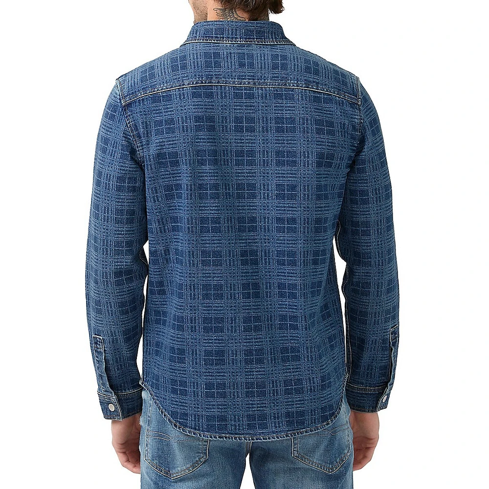 Shane Plaid Denim Western Shirt