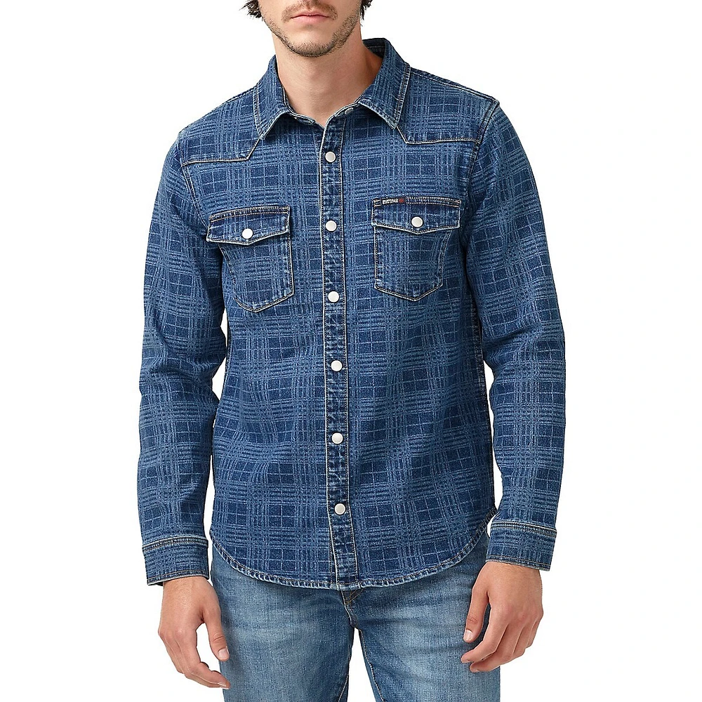 Shane Plaid Denim Western Shirt