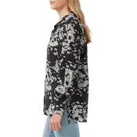 Hayley Floral-Skull Lantern-Sleeve Shirt