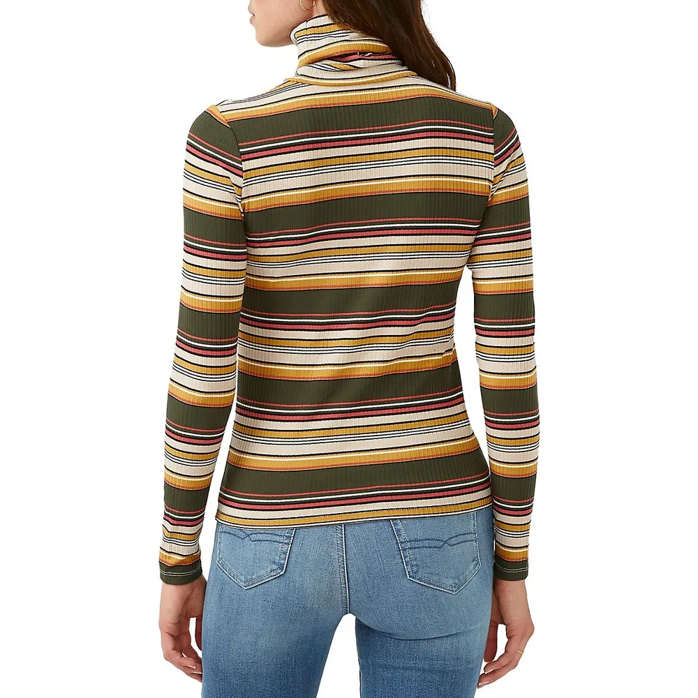 Mavra Ribbed Striped Turtleneck Sweater