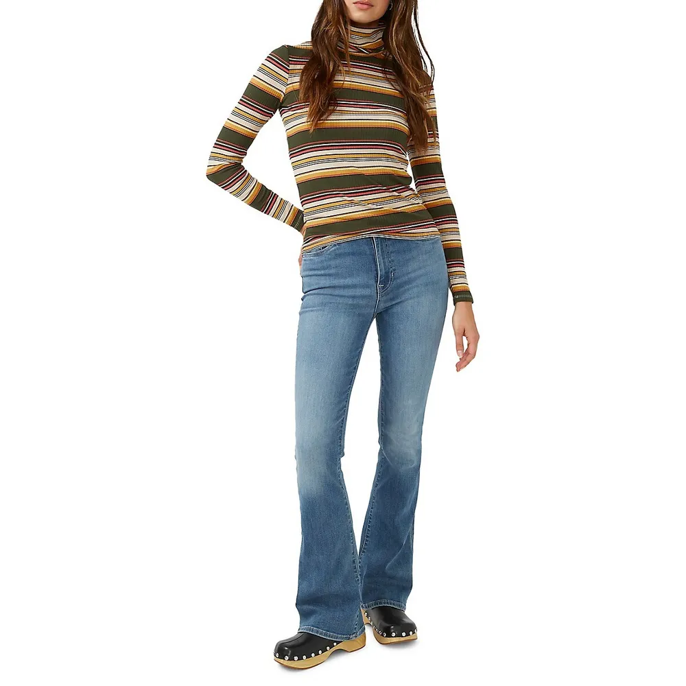 Mavra Ribbed Striped Turtleneck Sweater