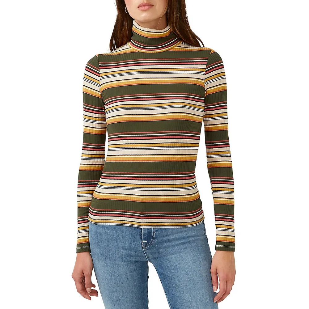 Mavra Ribbed Striped Turtleneck Sweater