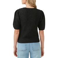 Agata Ribbed Puff-Sleeve Sweater