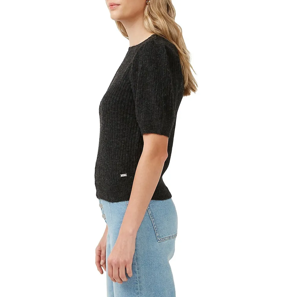 Agata Ribbed Puff-Sleeve Sweater