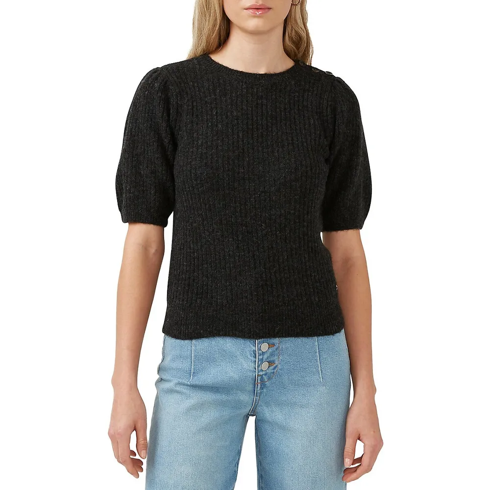 Agata Ribbed Puff-Sleeve Sweater