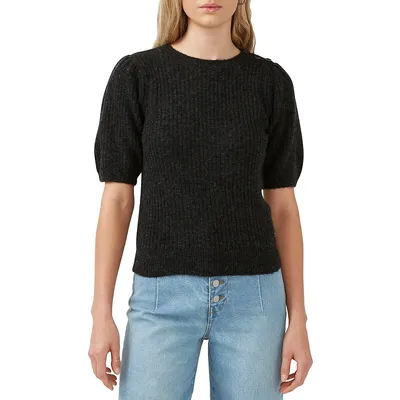 Agata Ribbed Puff-Sleeve Sweater