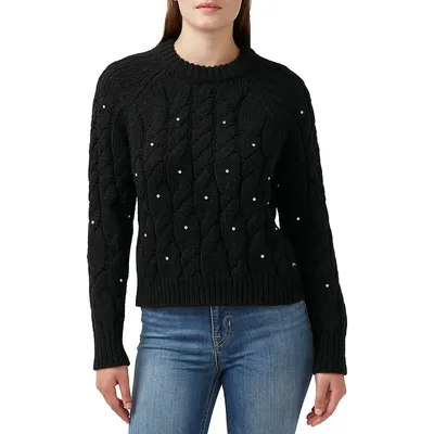 Magari Embellished Cable-Knit Sweater