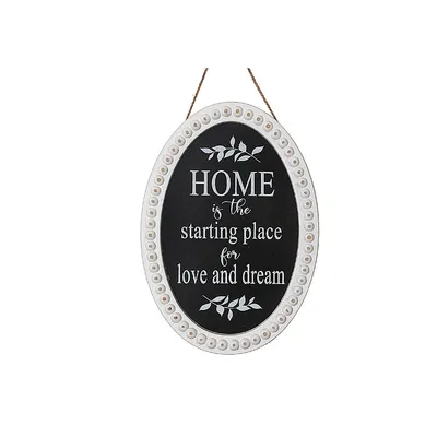 Wooden Beaded Oval Sign Home