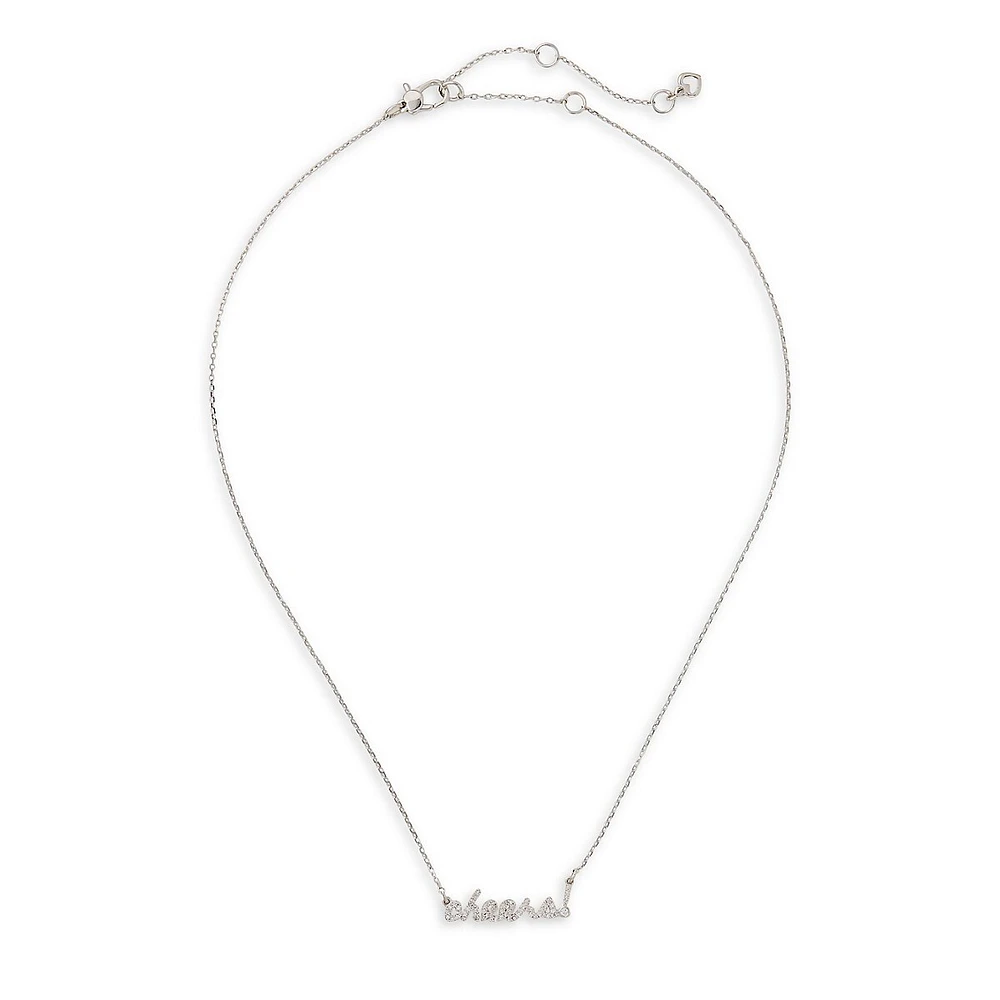 Say Yes Silvertone & Cubic Zirconia Cheers Pendant Necklace