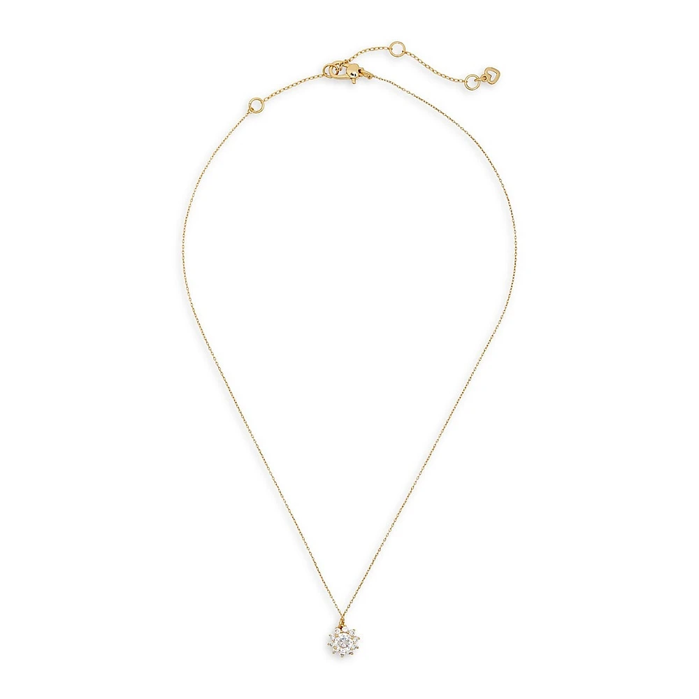 Sunny Goldtone & Cubic Zirconia Halo Pendant Necklace