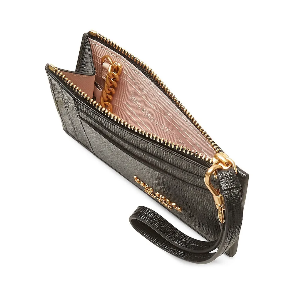 Morgan Logo Leather Wristlet